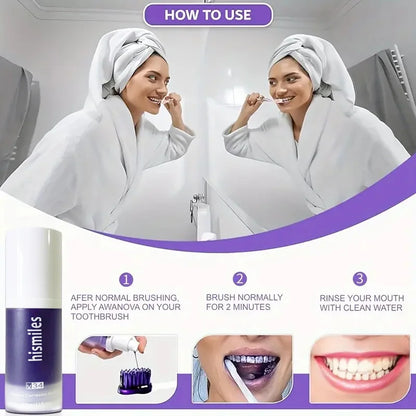 Purple Fehérítő Fogkrém Mélytisztítás Folteltávolítás - Friss Lehelet Otthoni Szájápolás 30ml