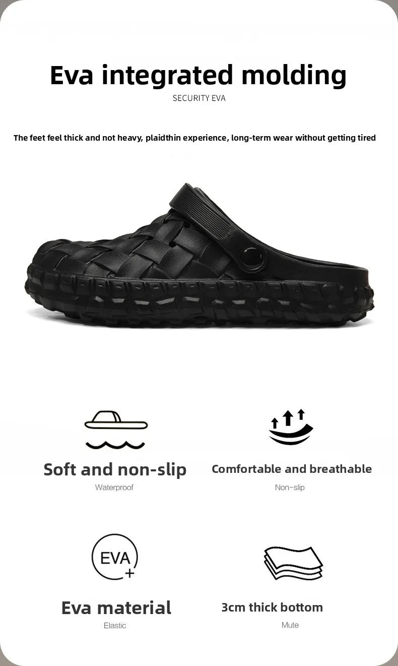 Férfi Outdoor Szandál EVA - Puha Talpú Strand Papucs Lyukacsos Design Fehér