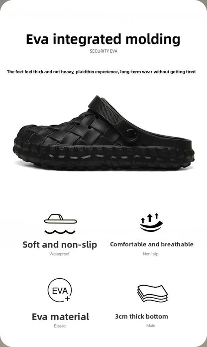 Férfi Outdoor Szandál EVA - Puha Talpú Strand Papucs Lyukacsos Design Fehér