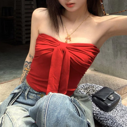 JEYONGZOOCN Damen Crop Top mit Schleife