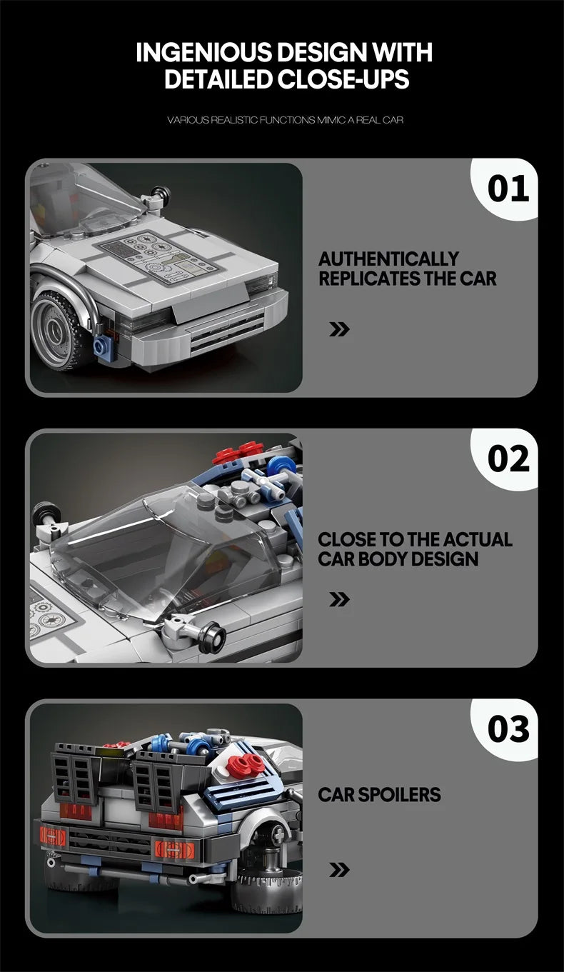 M MENBIS 1 24 Classic Movie Racing Car Építő Kocka Készlet Lego Kompatibilis MOC Modell Gyerekeknek