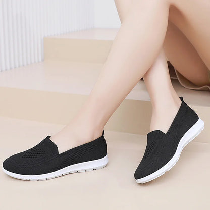 Női Slip-On Cipő - Lélegző Hálós Casual Lapos Cipő Tavaszi-Őszi Szezonra