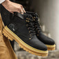 Herren-Ankle-Boots – Plateau-Lederstiefel mit Schnürung