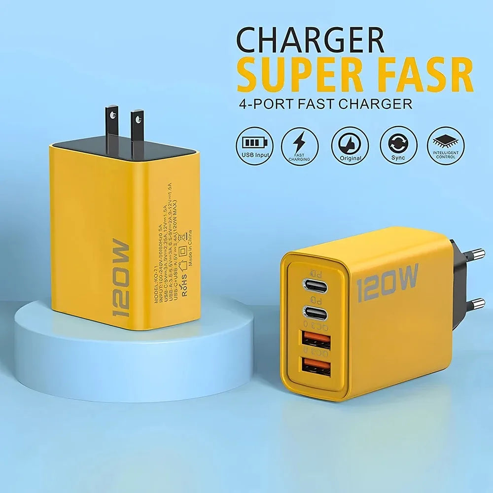 4Portos USB C PD Gyors Töltő