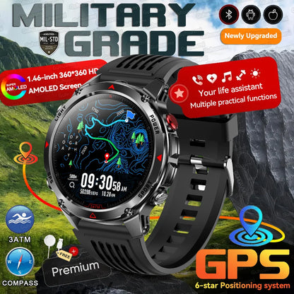 MilGuard GPS Pozíció Okosóra Férfiaknak - Térképes Útvonal Követés, 30 Méter Vízálló, Taktikai Sportóra