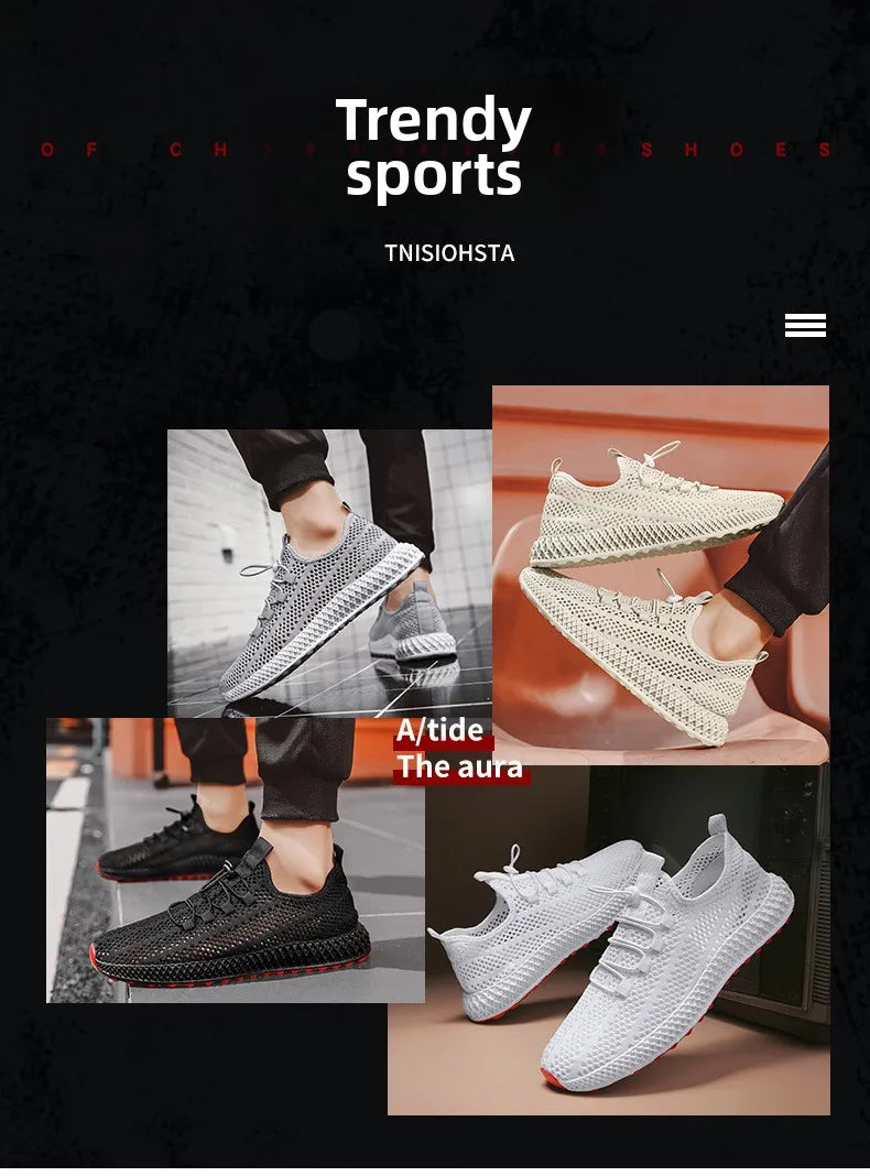 Férfi Casual Sneaker Mesh Slip-On - Légáteresztő Lapos Talpú Cipő Nagy Méret