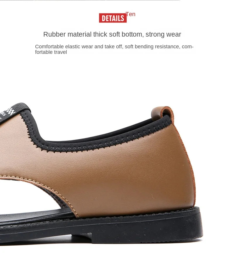 Férfi Designer Bőr Szandál - Divatos Nyári Strand Papucs Csúszásmentes