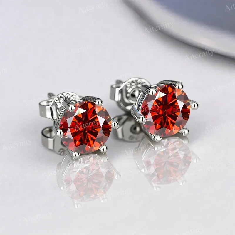 0.1ct-2ct D Color Certified Moissanite Stud Earrings Lab Created Diamond 925 Sterling Silver Wedding - BAALAAZ