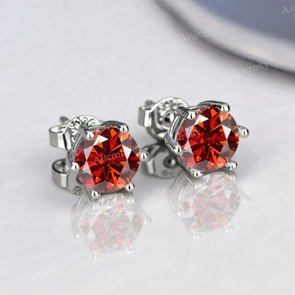 0.1ct-2ct D Color Certified Moissanite Stud Earrings Lab Created Diamond 925 Sterling Silver Wedding - BAALAAZ