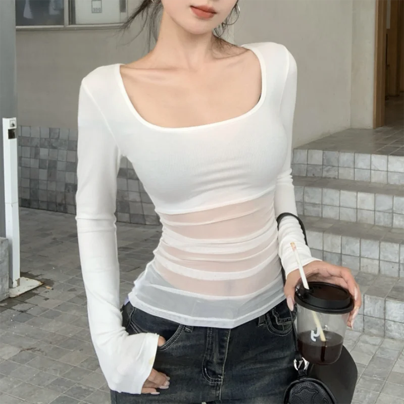 JEYONG Patchwork Háló Crop Top