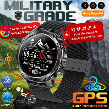 MilGuard GPS Pozíció Okosóra Férfiaknak - Térképes Útvonal Követés, 30 Méter Vízálló, Taktikai Sportóra