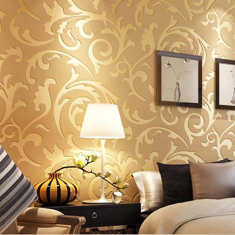 Damask Tapéta DZQCN Ezüst 3D
