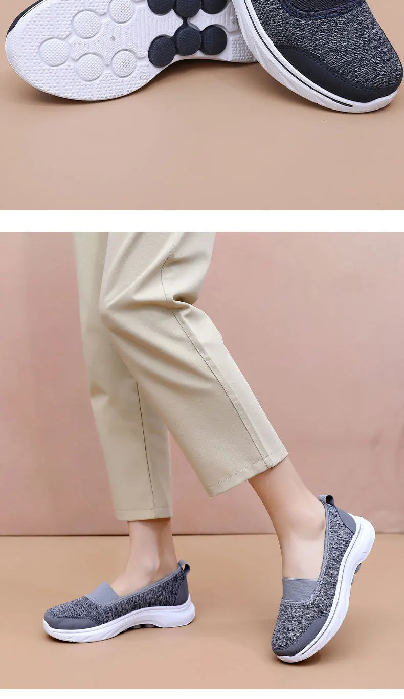 Női Légáteresztő Vulkanizált Cipő Fehér - Divatos Mesh Sneaker Munkacipő