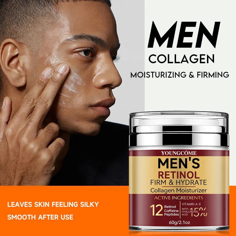 LGRAMER Men's Retinol Firming Face Cream - Hydration and Wrinkle Removal with Collagen for Glowing Skin