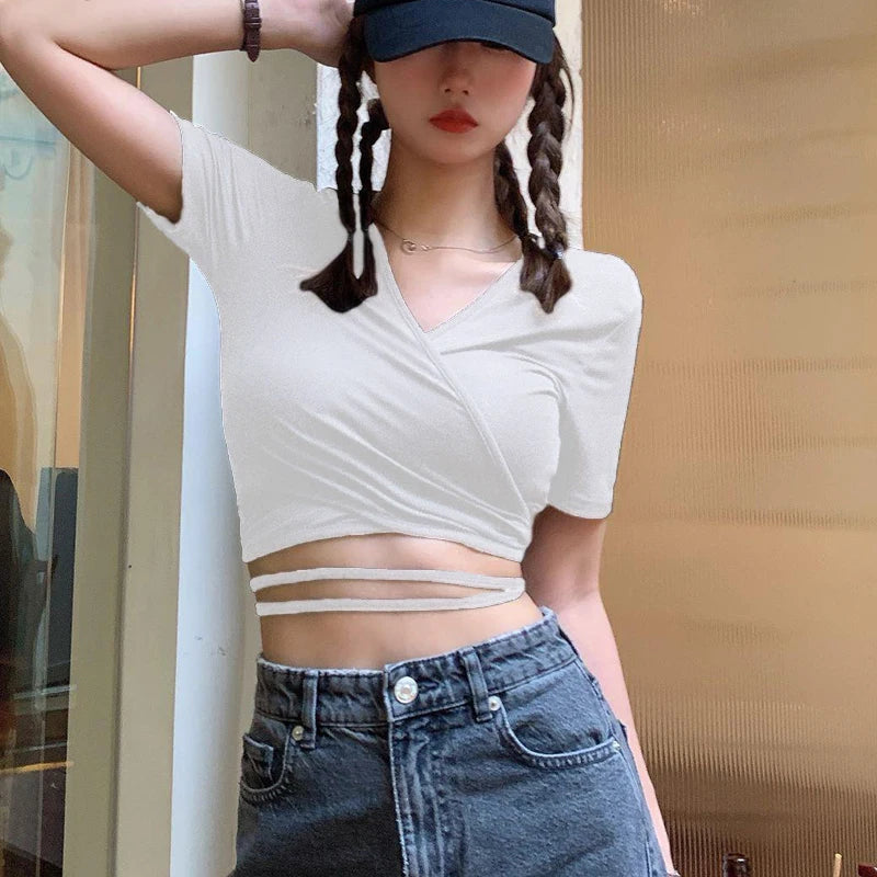 Női Crop Top Vnyakú JEYONG
