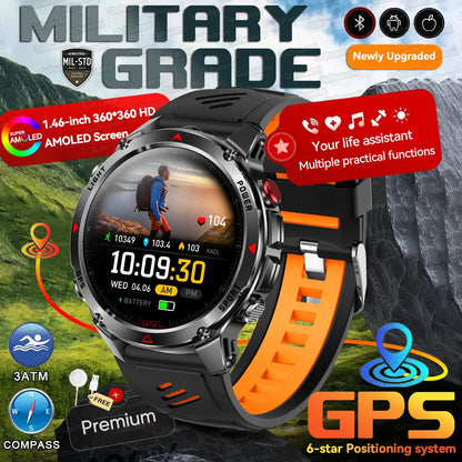 MilGuard GPS Pozíció Okosóra Férfiaknak - Térképes Útvonal Követés, 30 Méter Vízálló, Taktikai Sportóra