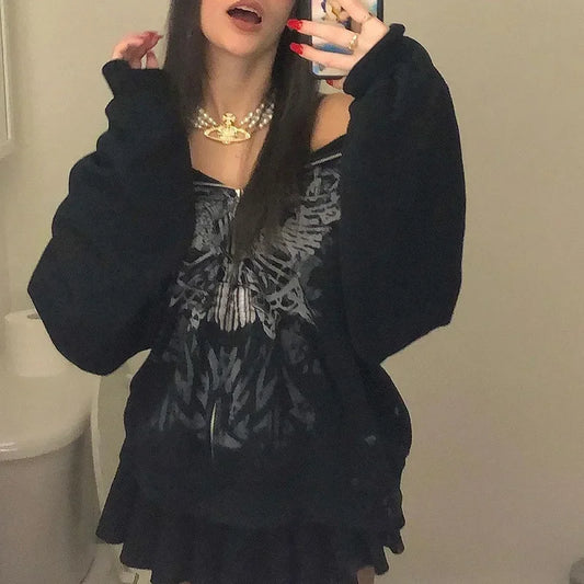 Liva Girl Gótikus Zip Hoodie