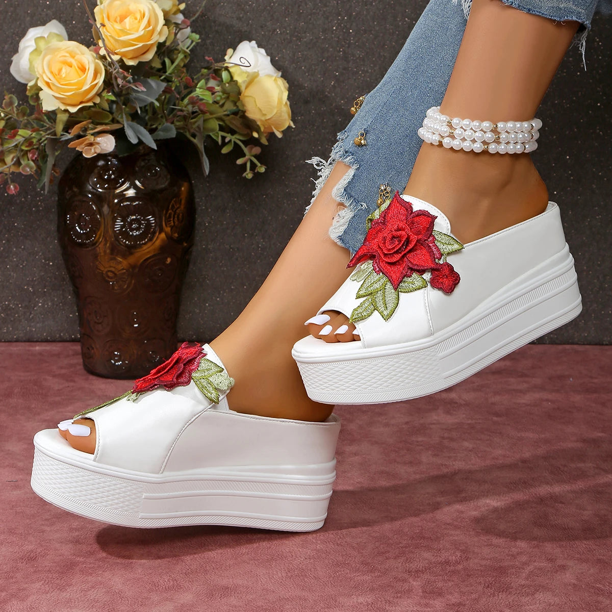 RZSMTYA Women's Wedge Sandals Pu