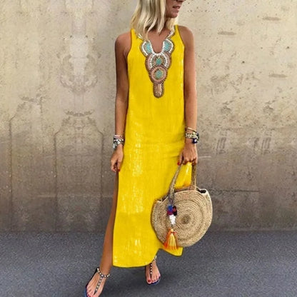 Damen-Boho-Kleid mit V-Ausschnitt