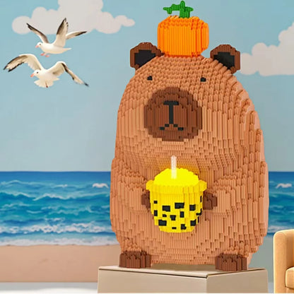 3836 Darabos Persimmon Tejes Teás Capybara Modell Építő Puzzle - Parti És Szobadíszhez Alkalmas
