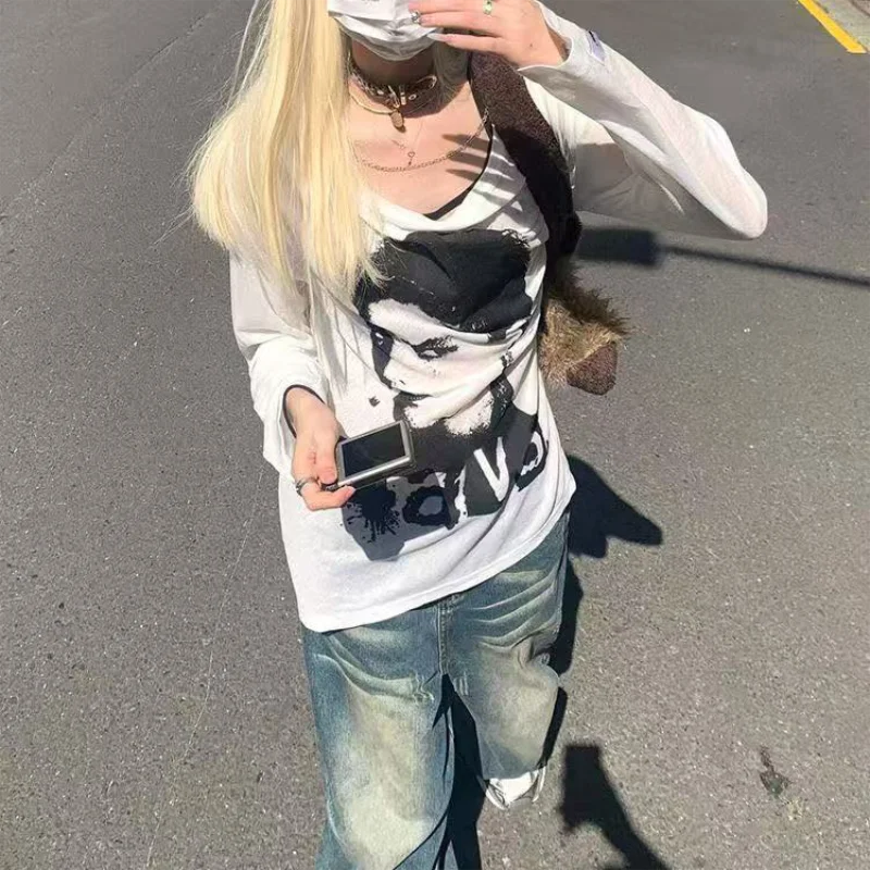 JEYONGZOOCN O-Neck T-Shirt 90s