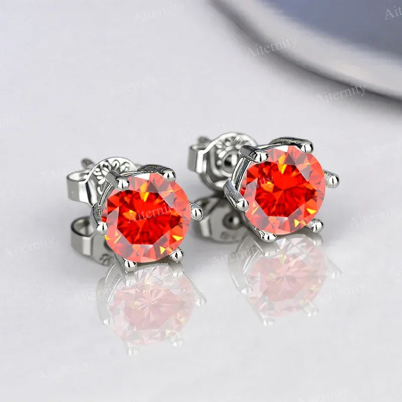 0.1ct-2ct D Color Certified Moissanite Stud Earrings Lab Created Diamond 925 Sterling Silver Wedding - BAALAAZ