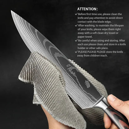 Damascus Konyhakés Éles Santoku