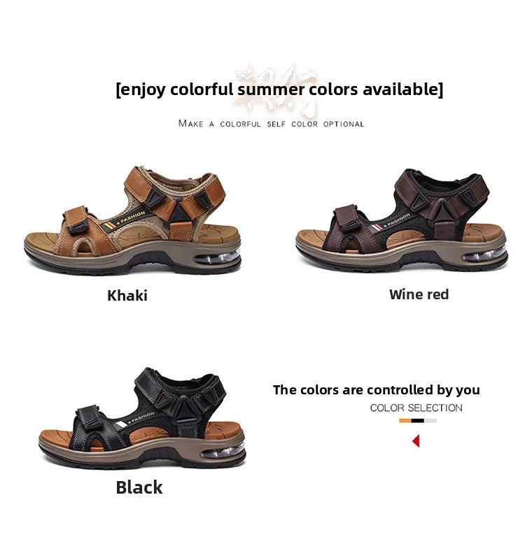 Férfi Bőr Szandál Nyári Strandpapucs - Kényelmes Outdoor Szandál