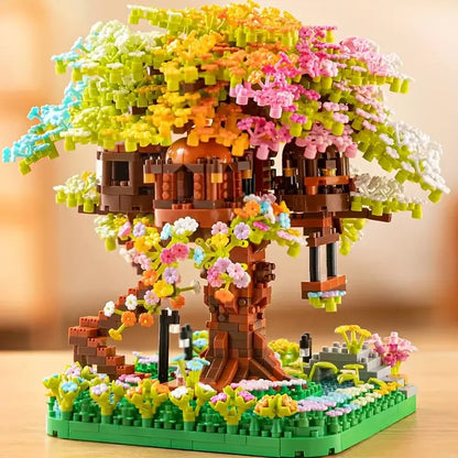 Rainbow Tree House Építő Blokk Készlet - Kézzel Készített 1421 Db Szivárványos ABS Anyagból Ajándékötlet