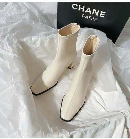 Women's Ankle Boots - Soft Leather High Heel Shoes