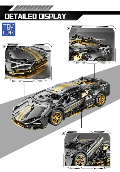 Prémium Építőkocka Szett 1280 db - 1:14 Sport Autó Modell Felnőtteknek