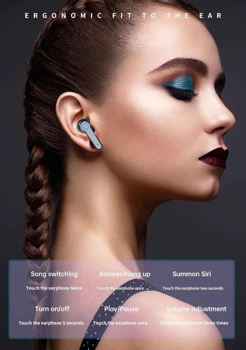 DAMORE M19 Fülhallgató TWS Earphone - Aktív Zajszűrés, Érintéses Vezérlés, Vízálló LED Kijelző Mikrofonnal