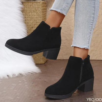 YBQJOO Women's Suede Shoes Zipper