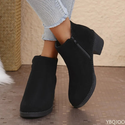 YBQJOO Women's Suede Shoes Zipper