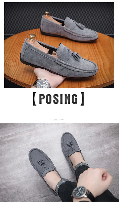 Férfi Casual Loafer - Bojtos Bőr Mokaszin Puha Talppal
