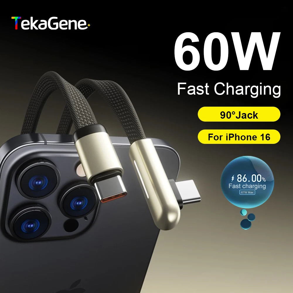 PD60W USB C Gyors Kábel 90 Fok