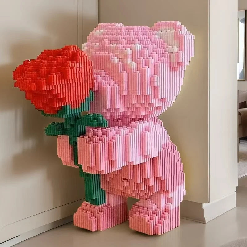 Rose Bear 3856 Darab Építő Kocka Készlet - Romantikus Maci Rózsákat Tart, Ideális Ajándék Pároknak És Szülőknek