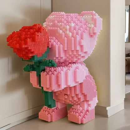 Rose Bear 3856 Darab Építő Kocka Készlet - Romantikus Maci Rózsákat Tart, Ideális Ajándék Pároknak És Szülőknek