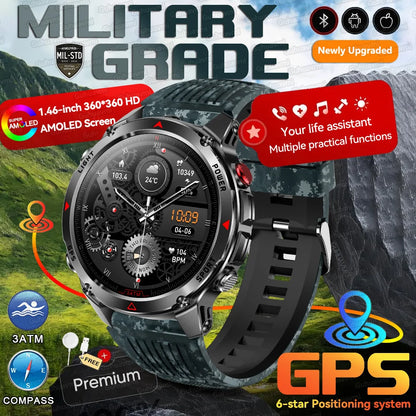MilGuard GPS Pozíció Okosóra Férfiaknak - Térképes Útvonal Követés, 30 Méter Vízálló, Taktikai Sportóra
