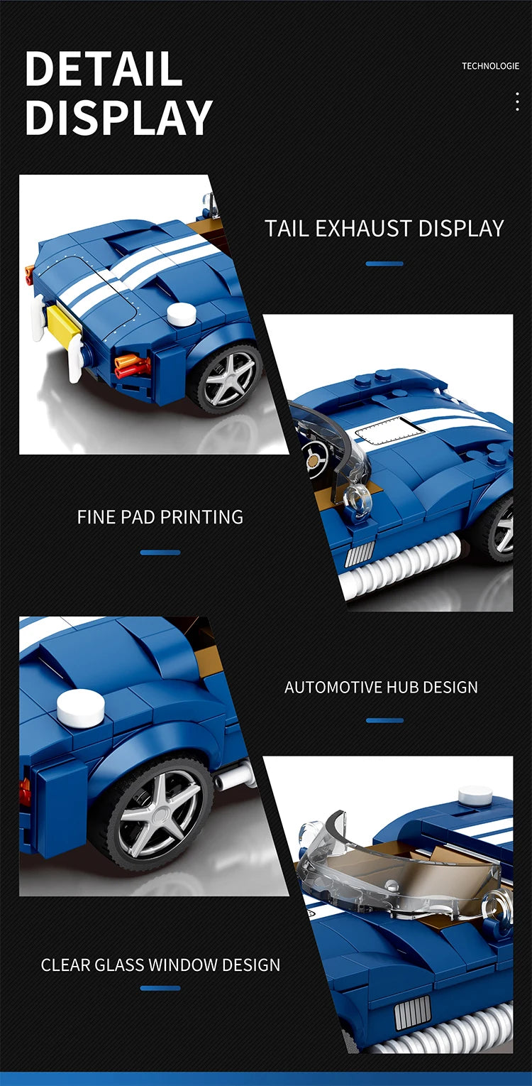 AMAZINGBLOKS 312 Pcs Kék Sport Autó Építő Készlet - Oktató Játék És Asztali Dísz Modell Gyerekeknek