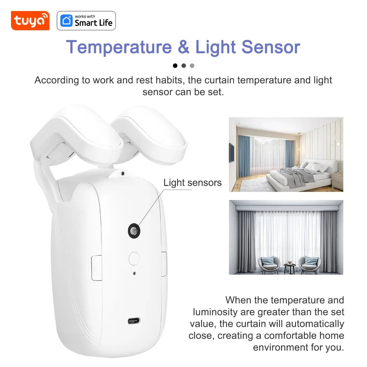 Tuya Okos Függönymozgató Robot – WiFi/Bluetooth, App-vezérlés, Alexa & Google Home