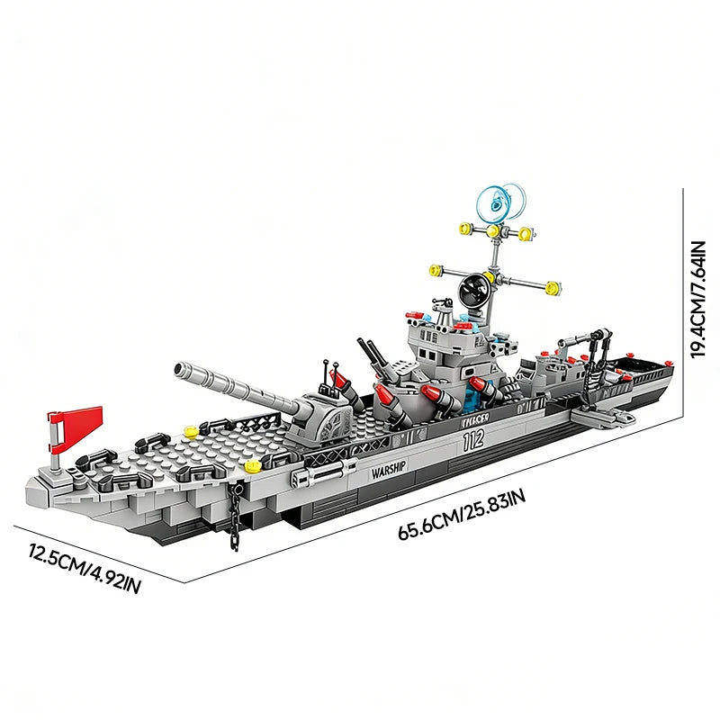 HarciKocka Navy Hadihajó Építő Blokk Készlet - 6 az 1-ben Nagy Méretű 1560 Darabos Szett