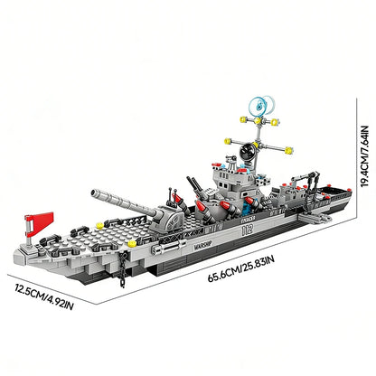 HarciKocka Navy Hadihajó Építő Blokk Készlet - 6 az 1-ben Nagy Méretű 1560 Darabos Szett