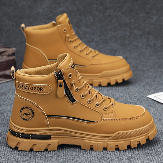 Férfi Magas Szárú Bőr Csizma - Casual Platform Cipő