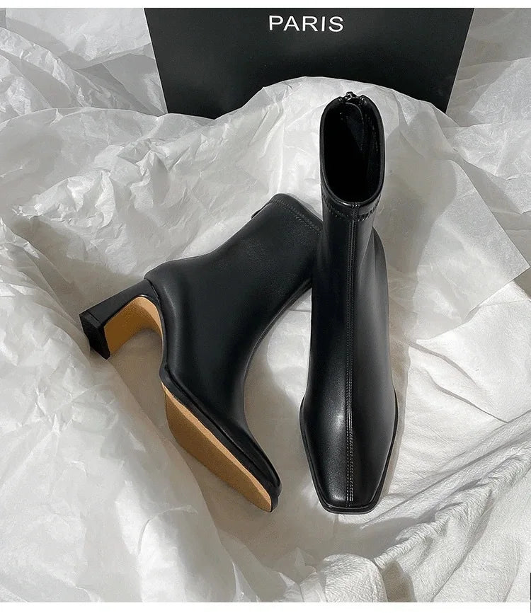 Women's Ankle Boots - Soft Leather High Heel Shoes