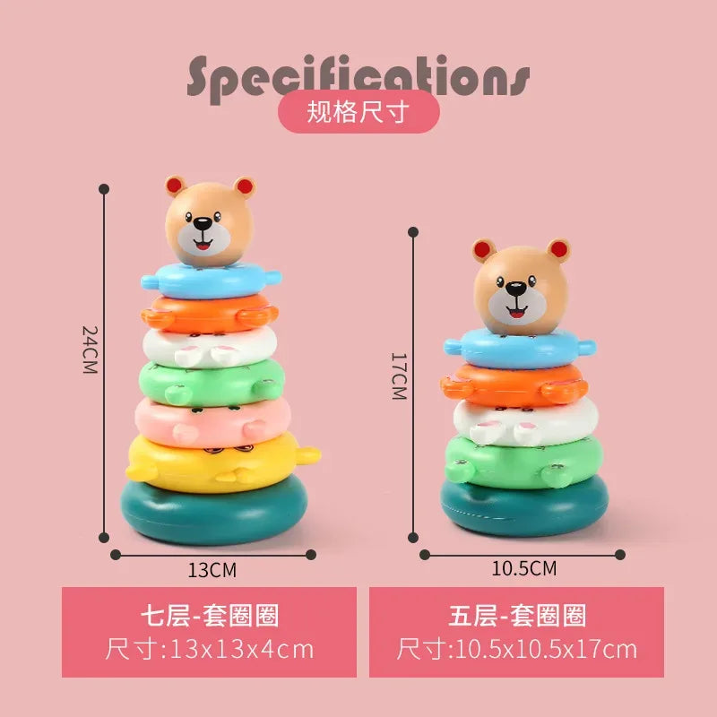 0 12 Month Baby Puzzle Pyramid Tower Cup Stacking Duck Toys Montessori Educational Beach Kids Pool Bathtub Toy Boy Gril Gift - BAALAAZ