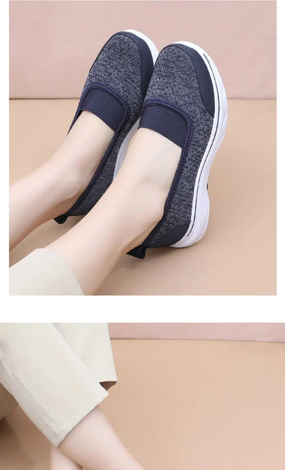 Női Légáteresztő Vulkanizált Cipő Fehér - Divatos Mesh Sneaker Munkacipő