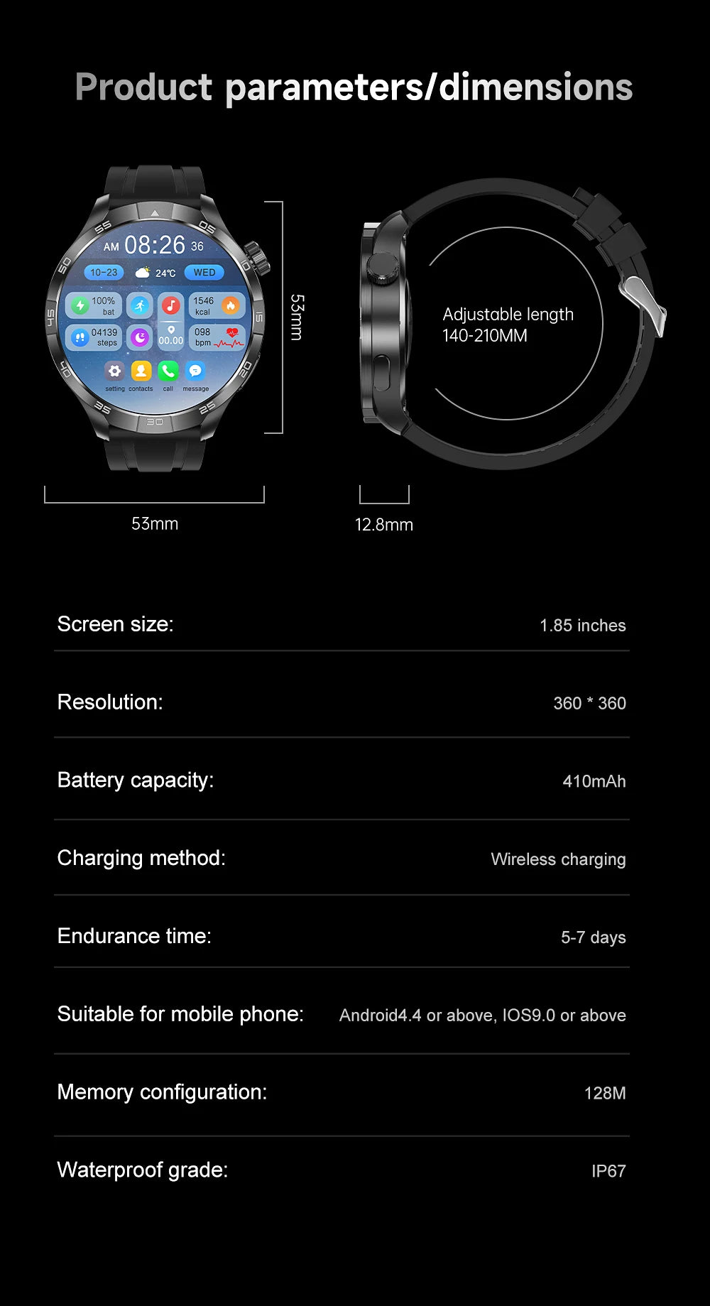 OutdoorTech GPS Sportos Okosóra Férfiaknak - 1,85 Hüvelykes AMOLED Kijelző NFC és HD Hívás IP68 Vízálló
