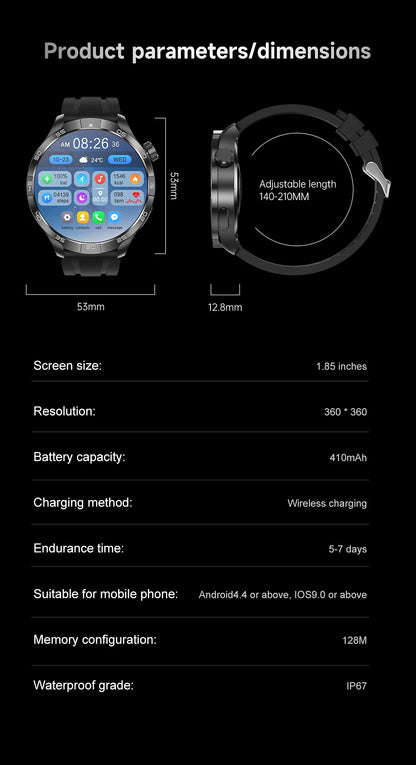 OutdoorTech GPS Sportos Okosóra Férfiaknak - 1,85 Hüvelykes AMOLED Kijelző NFC és HD Hívás IP68 Vízálló