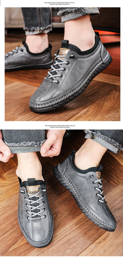 Férfi Casual Mokaszin Cipő - Kényelmes Lapos Talpú Slip-On Bőr Loafer